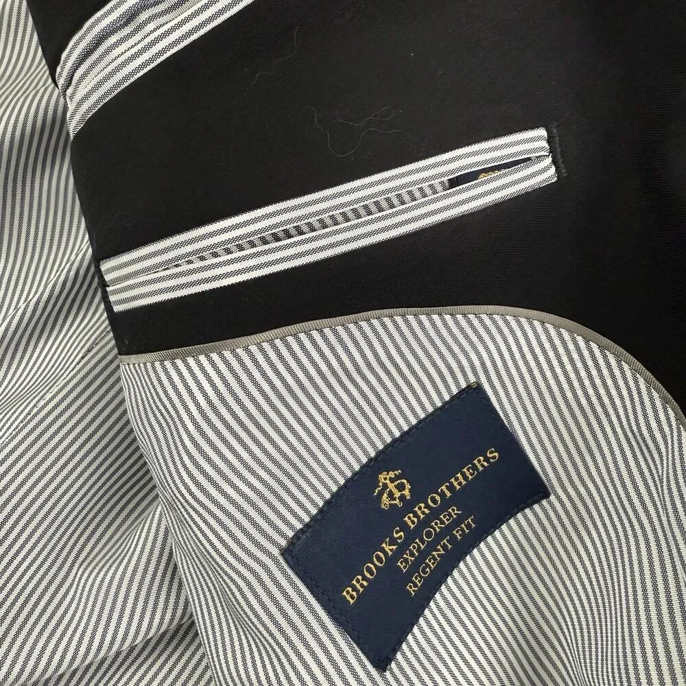 Brooks Brothers NEW Explorer Suit Regent Fit 40L Jacket Men Black Notch Collar